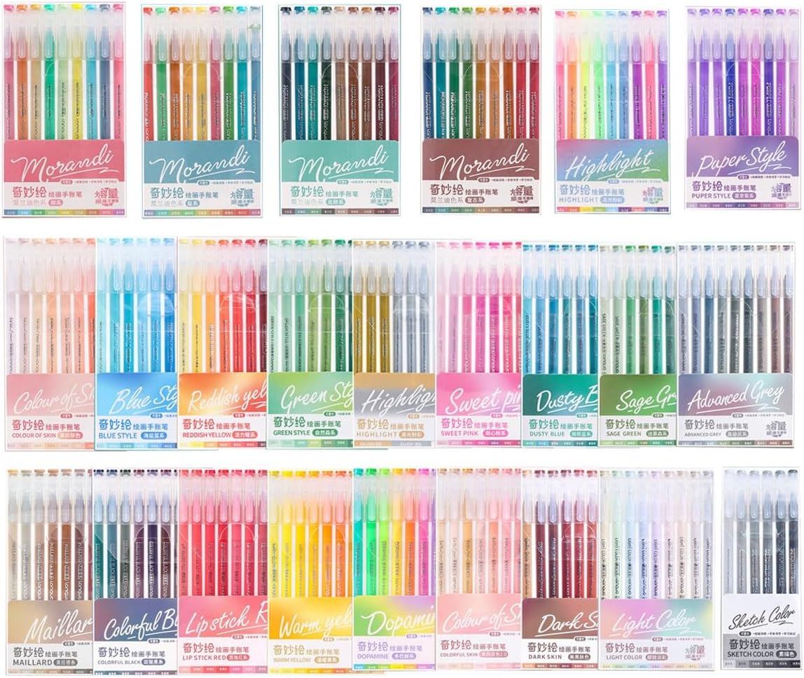 207 Colors Gel Pens with Fine Point for Adult Coloring Books, Colors Stackable Acrylic Pens for Journals, Drawing, Writing and Student Supplies