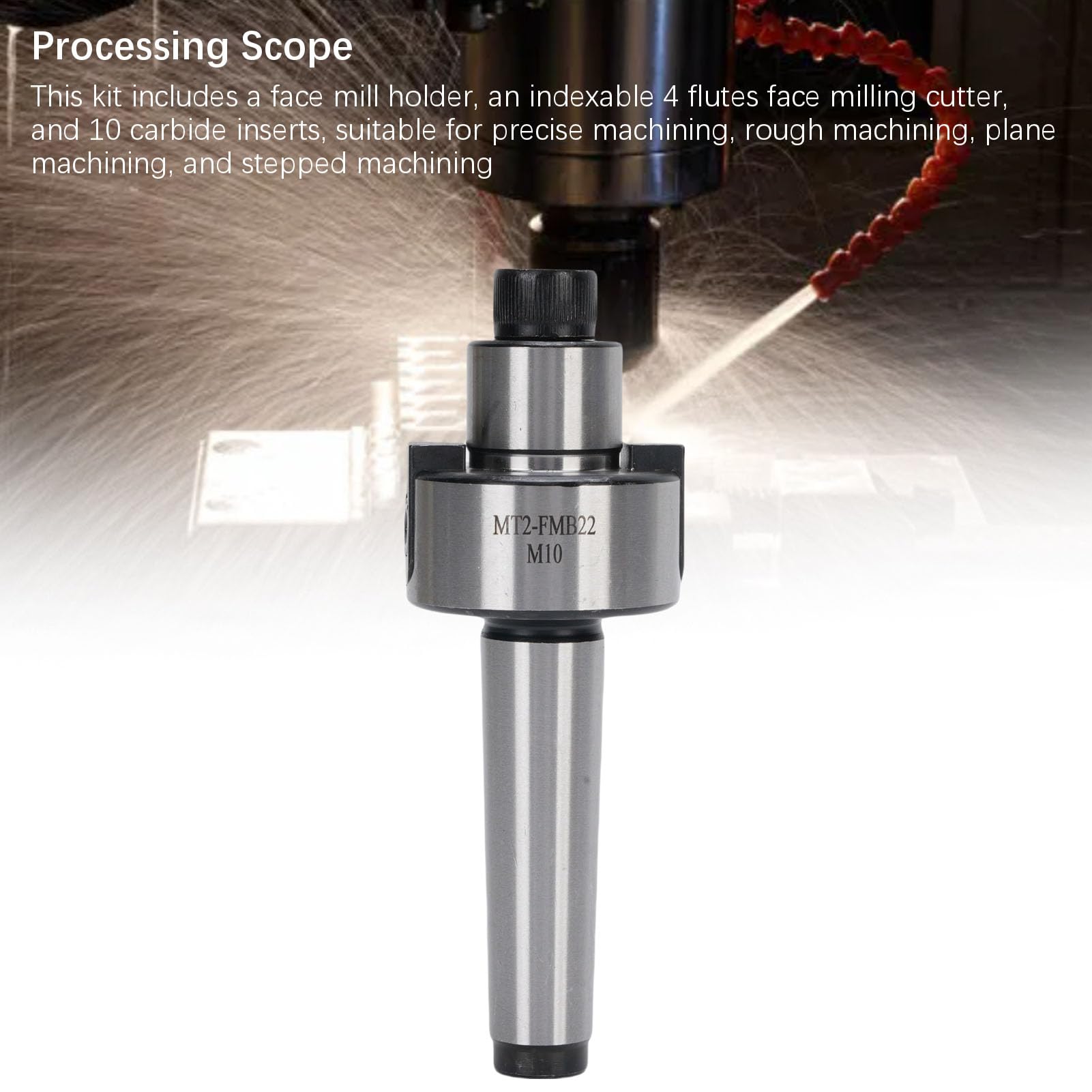 Aramox Utensile per Fresatura CNC con Supporto MT2 FMB22 con 10 Inserti in Metallo Duro Fresa per Spianatura Ad Alta velocità per Lavorazioni di Precisione
