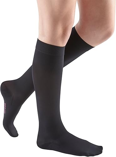 mediven Comodidad para mujer, 15-20 mmHg, circulación de pierna con punta cerrada, medias de compresión altas hasta la rodilla para mujer, medias de