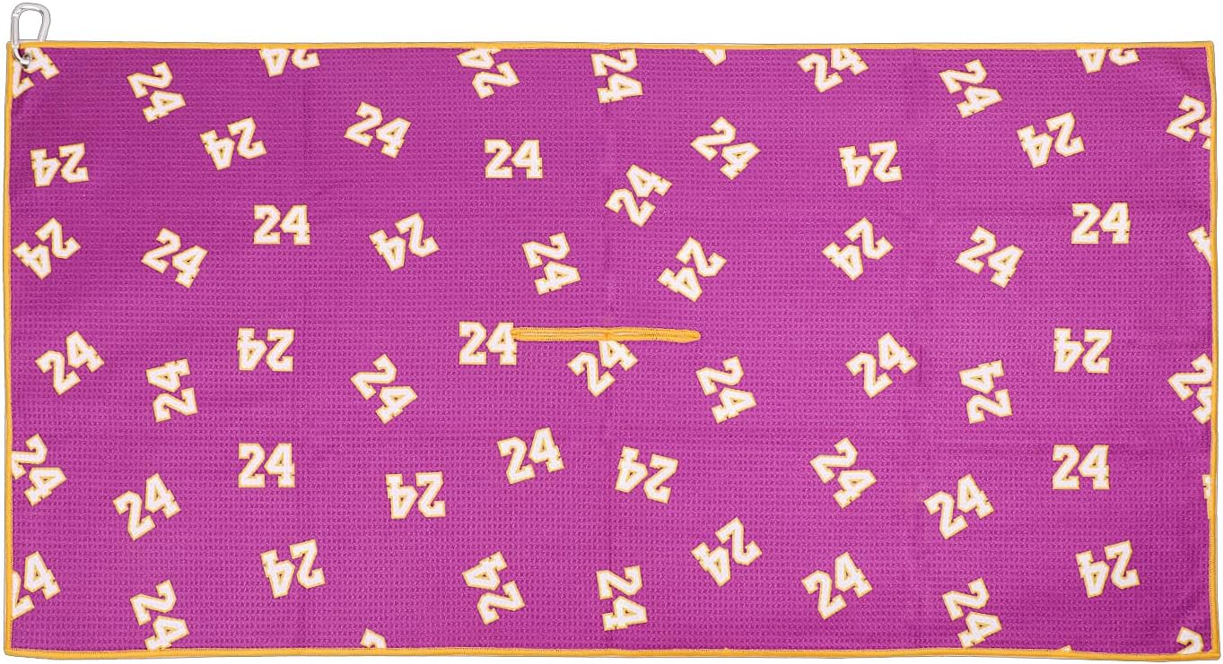 Purple Big Golf Towel with No.24 Design Golf Microfiber Waffle Pattern Golf Towel