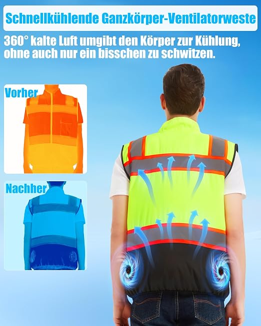 Gilet Climatizzato Con 2 Ventole USB E Batteria Da 20000 MAh – Perfetto Per Cantieri, Magazzini E Lavori All'aperto