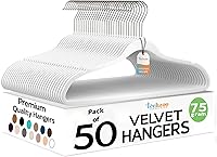 Vista 1 de Perchas de Terciopelo Premium Paquete de 50 Perchas Ultra Delgadas Antideslizantes para Adultos de Fieltro que Ahorran Espacio Colgador Delgado