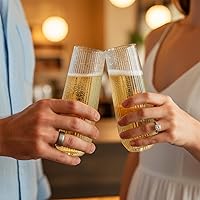 Vista 5 de Goodluck Paquete de 24 copas de champán desechables transparentes, copas de champán sin tallo de 9 onzas, vasos desechables de plástico transparente