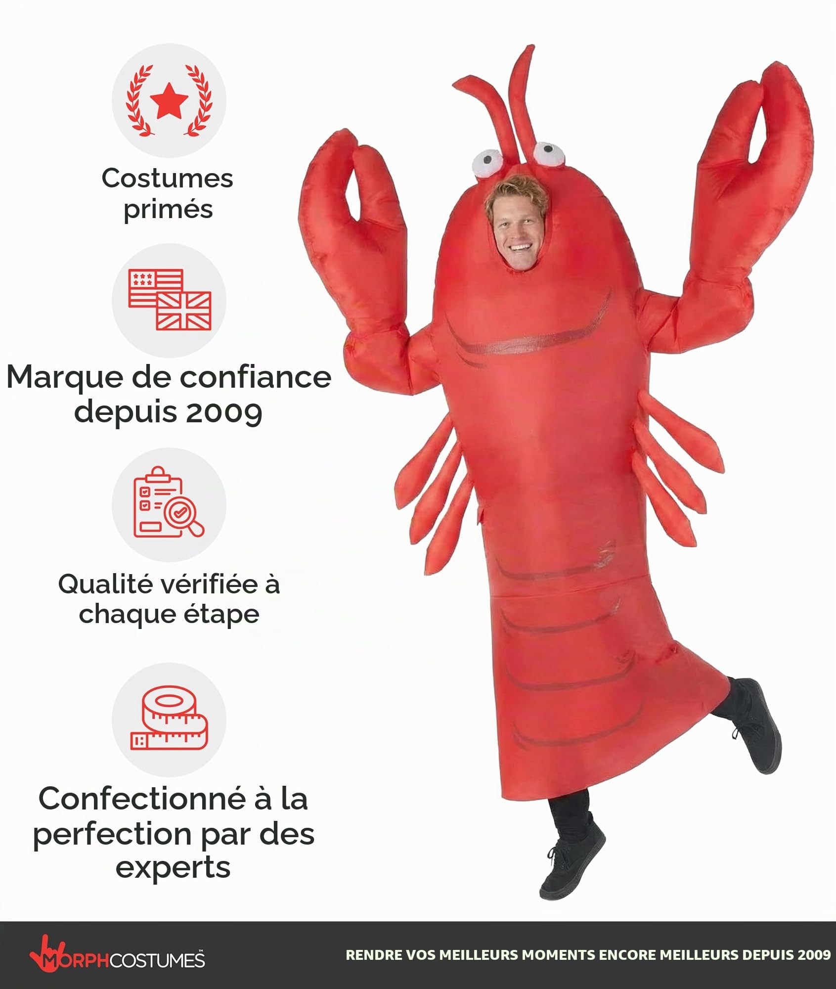 Morph Costumes Déguisement Homard Adulte, Déguisement Gonflable Adulte taille Unique