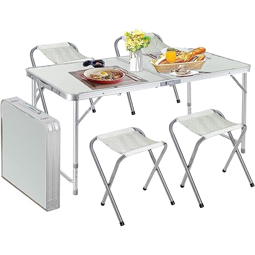 Ignito 4 Feet Folding Camping Table + 4 Chairs