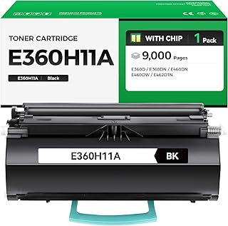 E360H11A Black Toner Cartridge with Chip High Yield 1-Pack Replacement for Lexmark E360H11A Toner Compatible with Lexmark E360D E360DN E460DN E460DW E462DTN Laser Printer Ink All-…