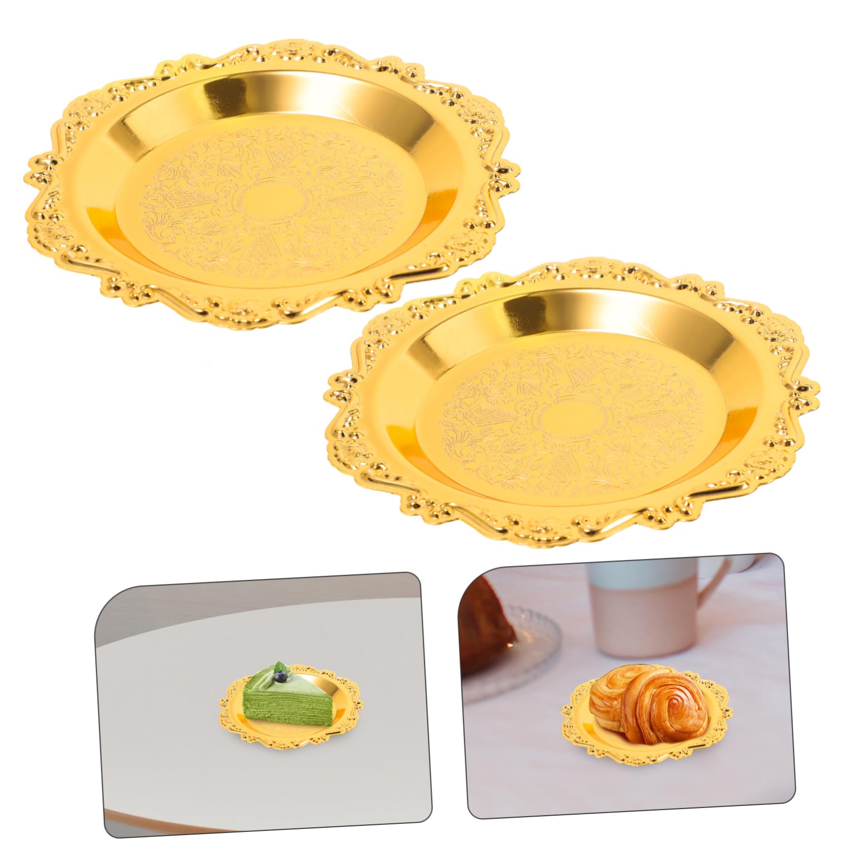 TsoLay Goldfarbenes Tablett Aus Zinklegierung – Luxuriöses Servierblech, 27 X 18 X 8 Cm, Für Kuchen & Snacks