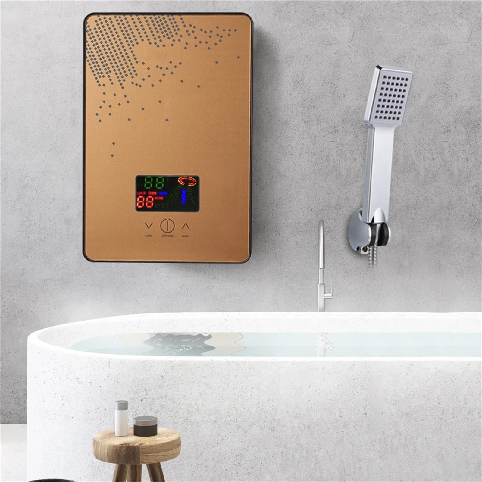 Scaldabagno elettrico istantaneo senza serbatoio, termostato, scaldabagno in acciaio inox mini Quotidiano domestico