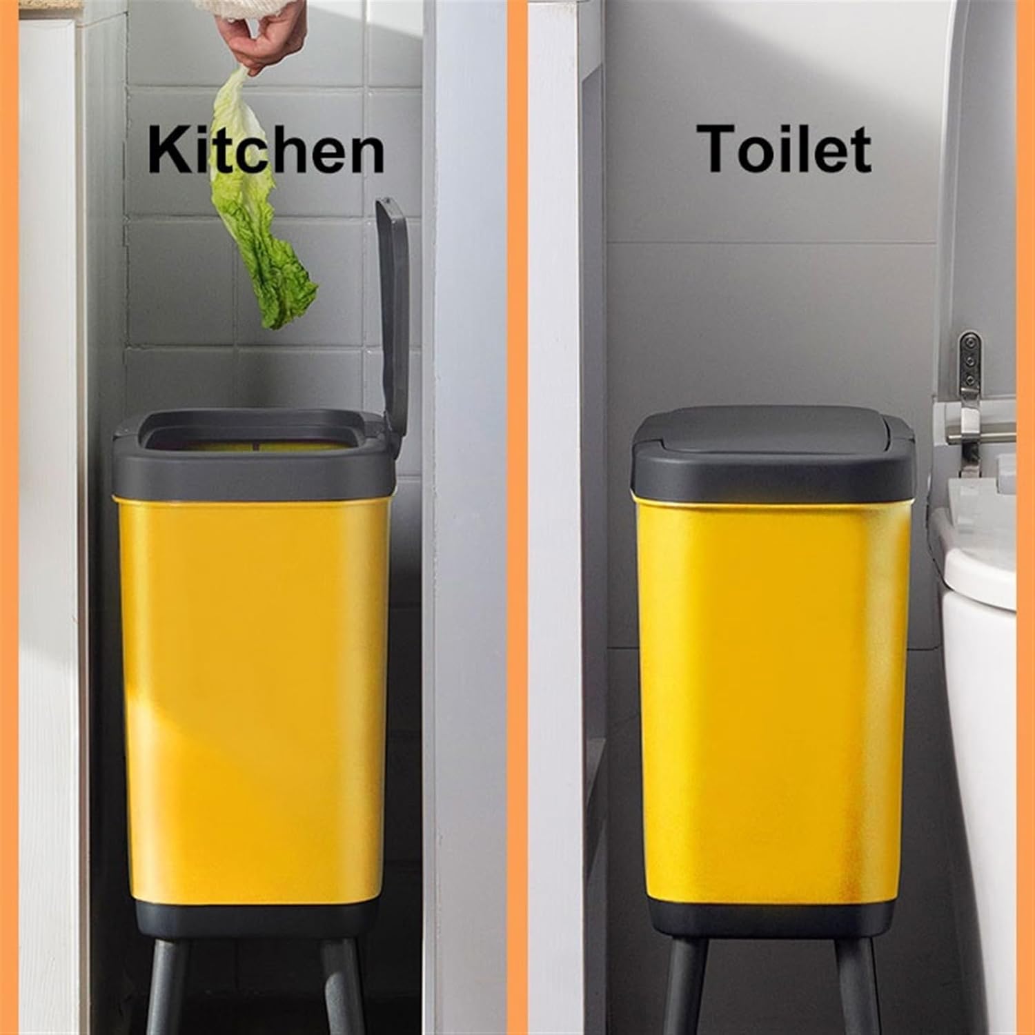 Trashbin High-Footed Large-Capacity Kitchen Trash Can Household Large Toilet Toilet with Cover Creative Living Room Trash Cans(C)