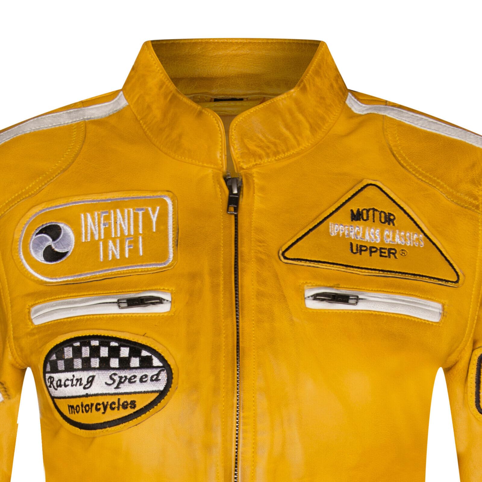 Infinity Leather Femmes cuir Décontracté Veste de moto de course avec badges