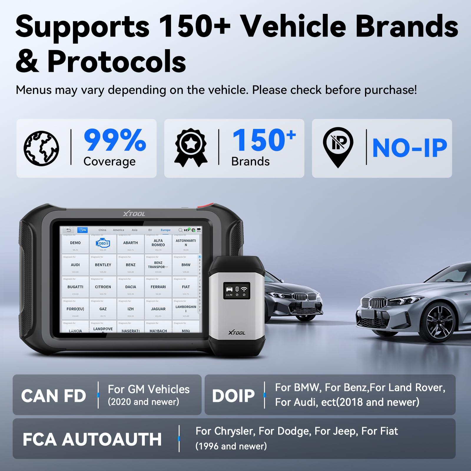 XTOOL Escáner de diagnóstico de Coche D9 de Nivel OE 2023 con actualizaciones de 3 años, mapeo de topología, codificación ECU y PMI, más de 42 reinicios, programación de Teclas, Controles