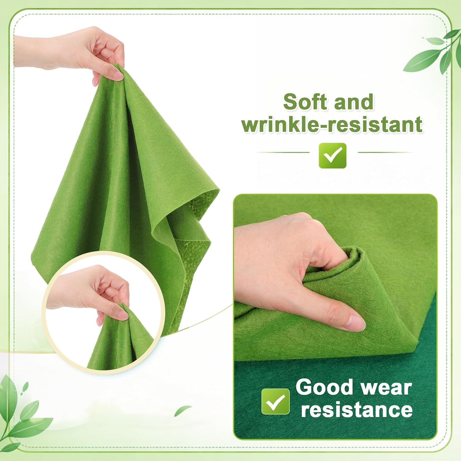 WILLBOND 12 Pcs Large Felt Sheets 37 x 20 Inch 1.2 mm Green Series