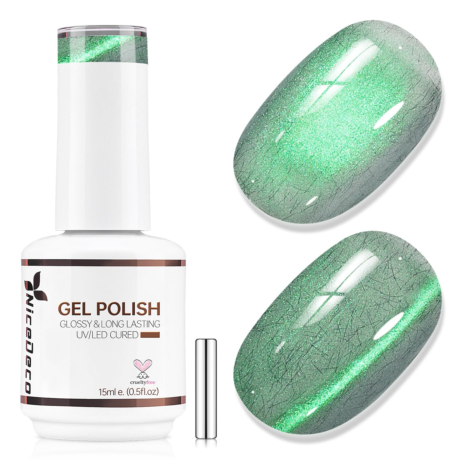 Nicedeco Fluffy Cat Eye Gel Nail Polish with Magnet, 60ml (5ml x 12 Pcs) Glitter Holographic UV Gel Polish, Reflective Crystal Liquid Effect, Long Lasting for Salon & DIY