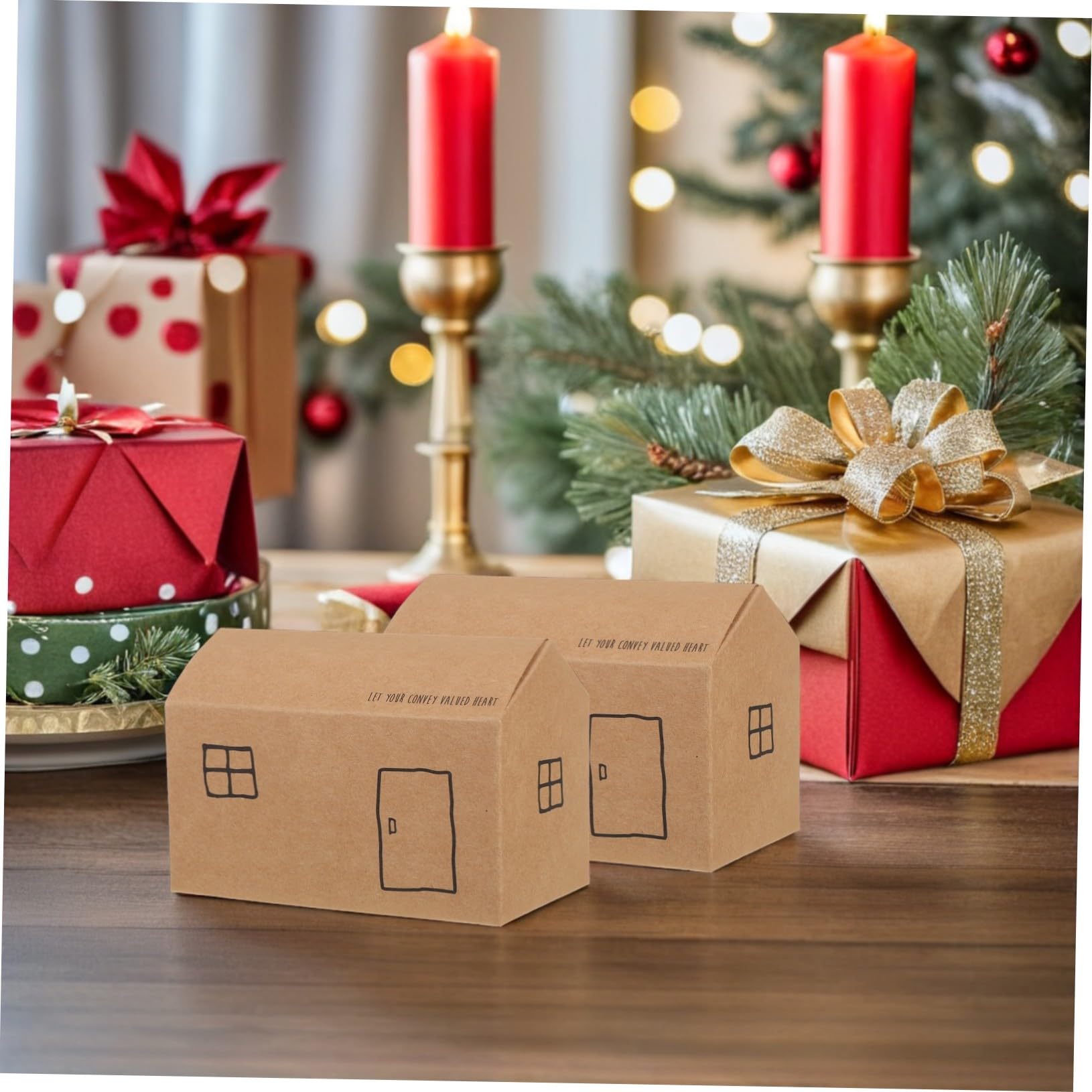VILLFUL 50piezas Caja de Obsequio Plegable para Dulces Navideños Cumpleaños y Fiestas Estacionales Cajas de Papel Decorativas para Regalos de Fiesta y Dulces Caseros