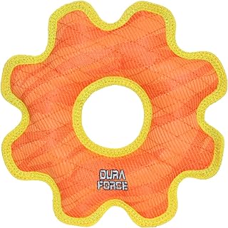 DURA FORCE -Durable Woven Fiber-Medium Gear Ring Blue - Squeakers - Multiple Layers. Made Durable, Strong & Tough. Interactive Play Dog Toy(Tug, Toss & Fetch).Machine Washable & Floats (Medium Orange)