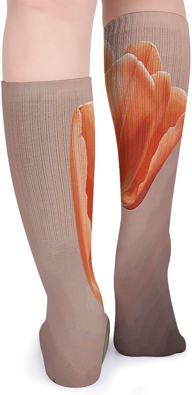 Flower Knee High Socks Cozy Knee High Socks Soft Mid-Length Sock for All Seasons Daily Wear Adult