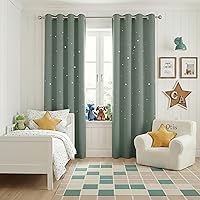 Vista 34 de NICETOWN Cortinas Opacas con Recortes de Estrellas para Dormitorio de Niños/Guardería, Cortinas de Tratamiento de Ventana con Aislamiento Térmico