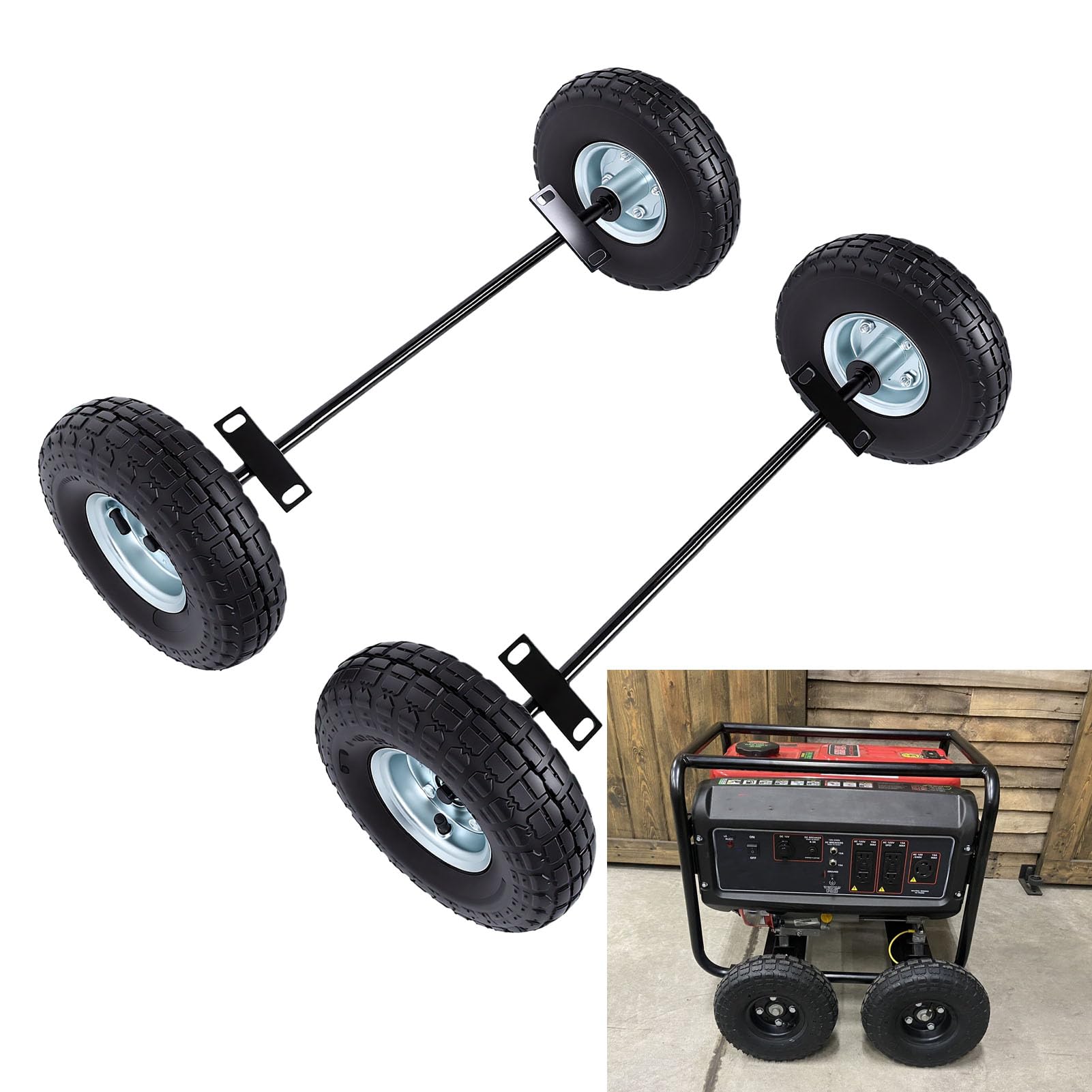 Generic Kit de Ruedas para Generador, Repuesto de 10 Pulgadas para Generadores, Neumáticos Duraderos para Facilitar el Movimiento sobre Superficies Rugosas