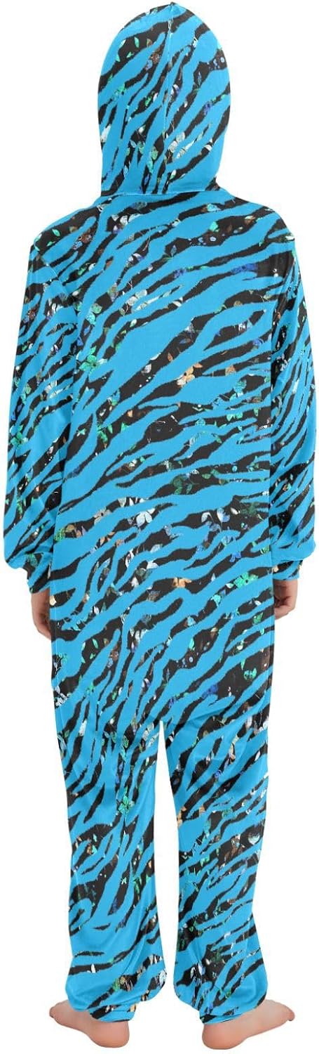 Onesie Costume One Piece Pajamas Zip Up Sleepwear Unisex Hooded Jumpsuits 4-14Y