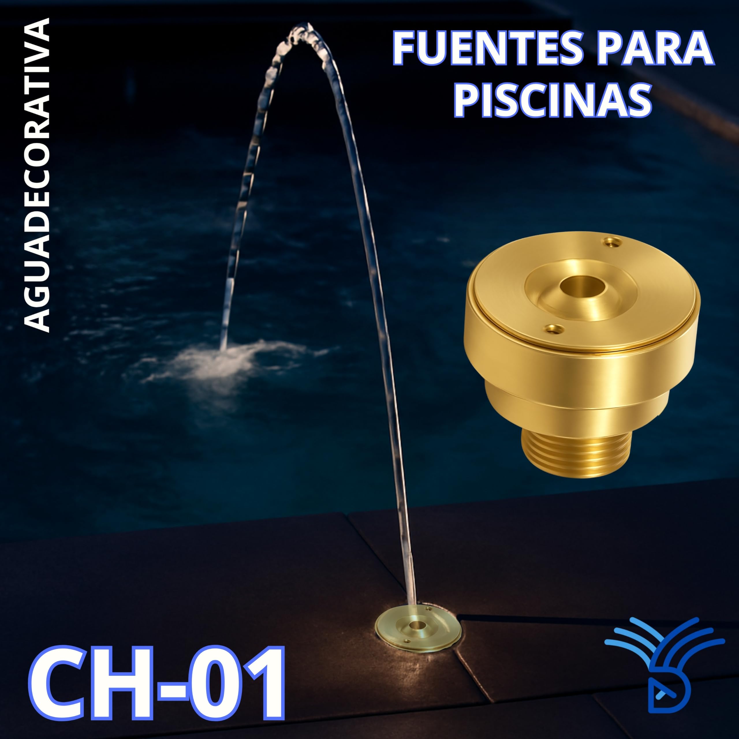 Fuente para Piscinas Boquillas con Chorro Orientable para Orilla Piscinas Fuentes Secas Toberas Caños Fuente Piscina (CH01)