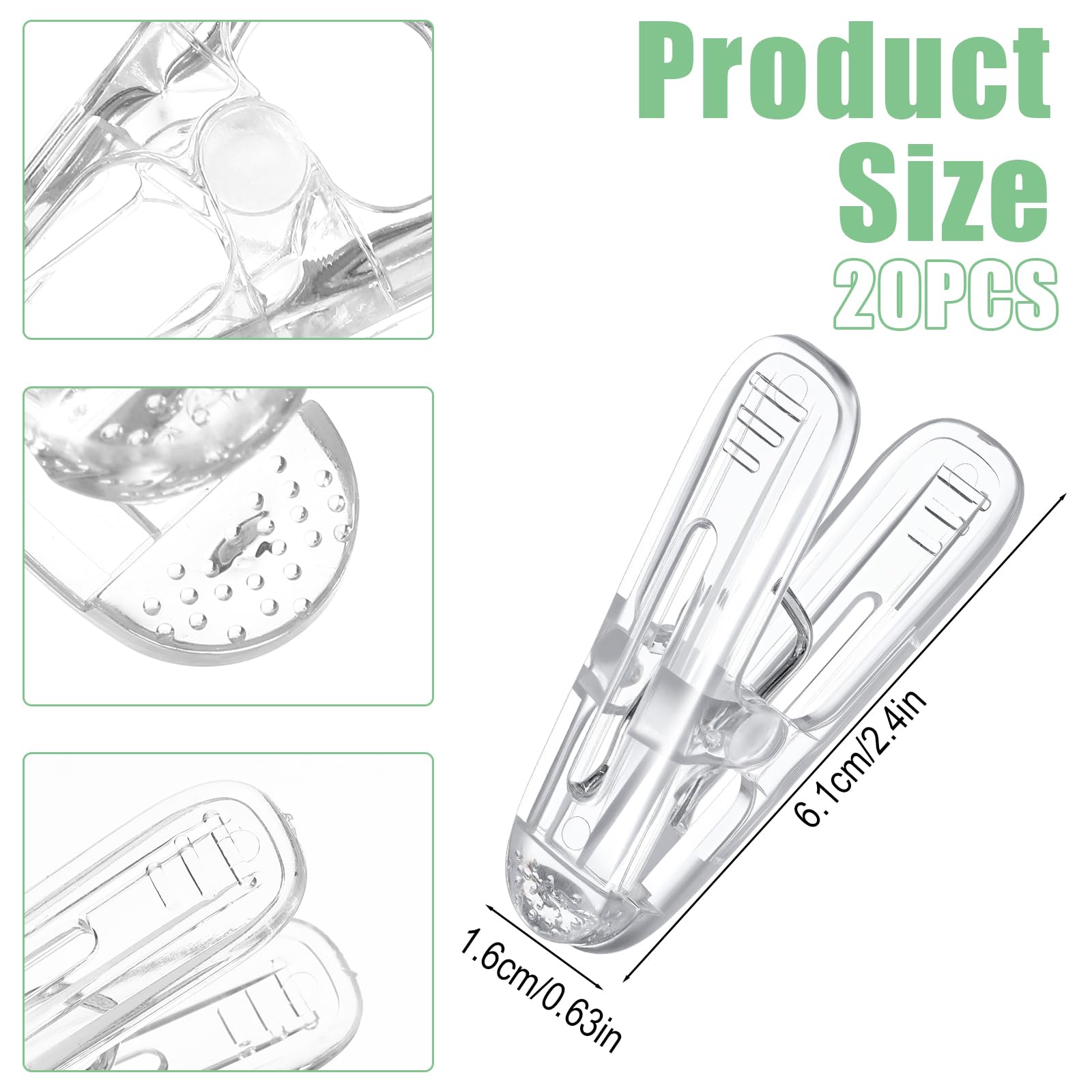 Ymapinc Paquete de 20 clips de arco de globos de plástico transparente, abrazaderas de resorte antideslizantes de 6 cm, abrazaderas de telón de fondo, clips de arco para telón de fondo de cortina y