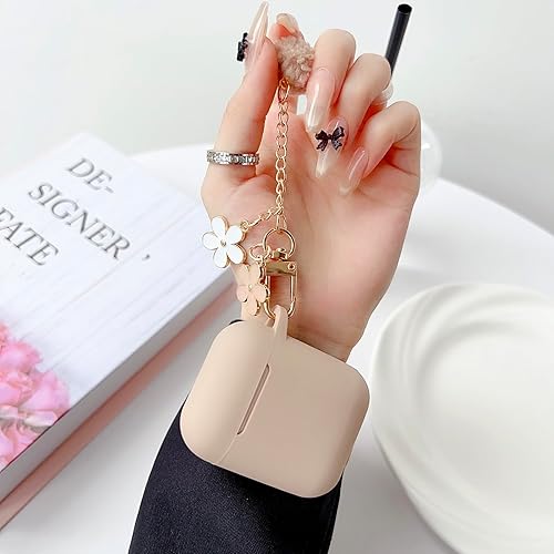 Miniatura 2 de Bonita funda para Airpods de 21 generación para niñas y mujeres, con llavero de flores y kit de limpieza, funda protectora de silicona suave para
