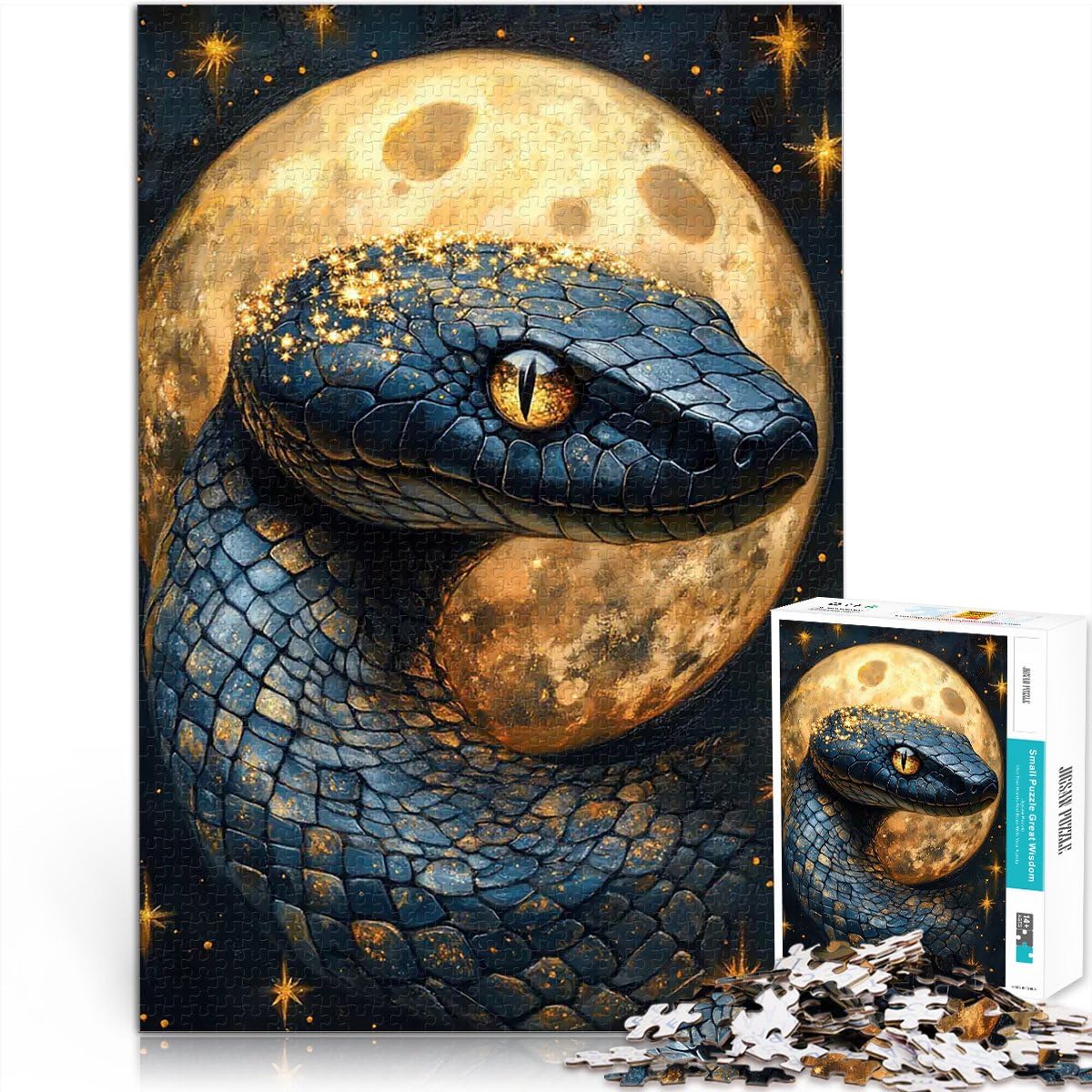 Puzzle da 2000 pezzi per adolescenti Serpente Cosmico e Luna Dorata apprendimento educativo Gioco educativo per compleanno e Natale 70x100cm