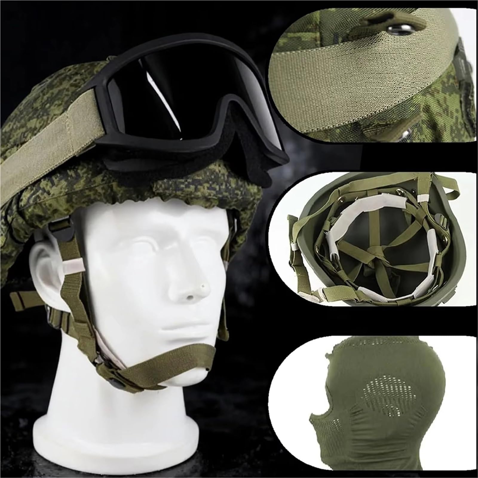 Russisches Tarn-Komplettset Mit Helm – Taktische Ausrüstung Mit Stoßschutzhelm, Schutzbrille Und Überzug Für Airsoft Und Paintball Im Freien