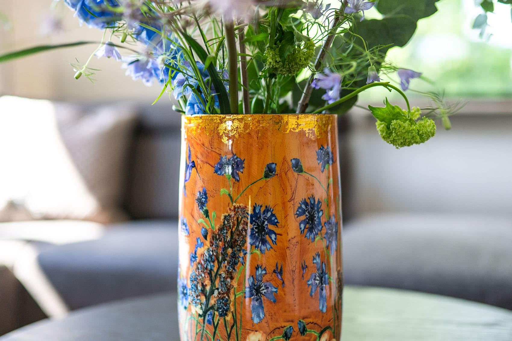 Vase Dreamy Hummingbird - 20x29 - Metall & Epoxy - Exklusive Haushaltswaren für den Innenbereich - Handgefertigt - Einzigartiger Druck - Designed by Lammie