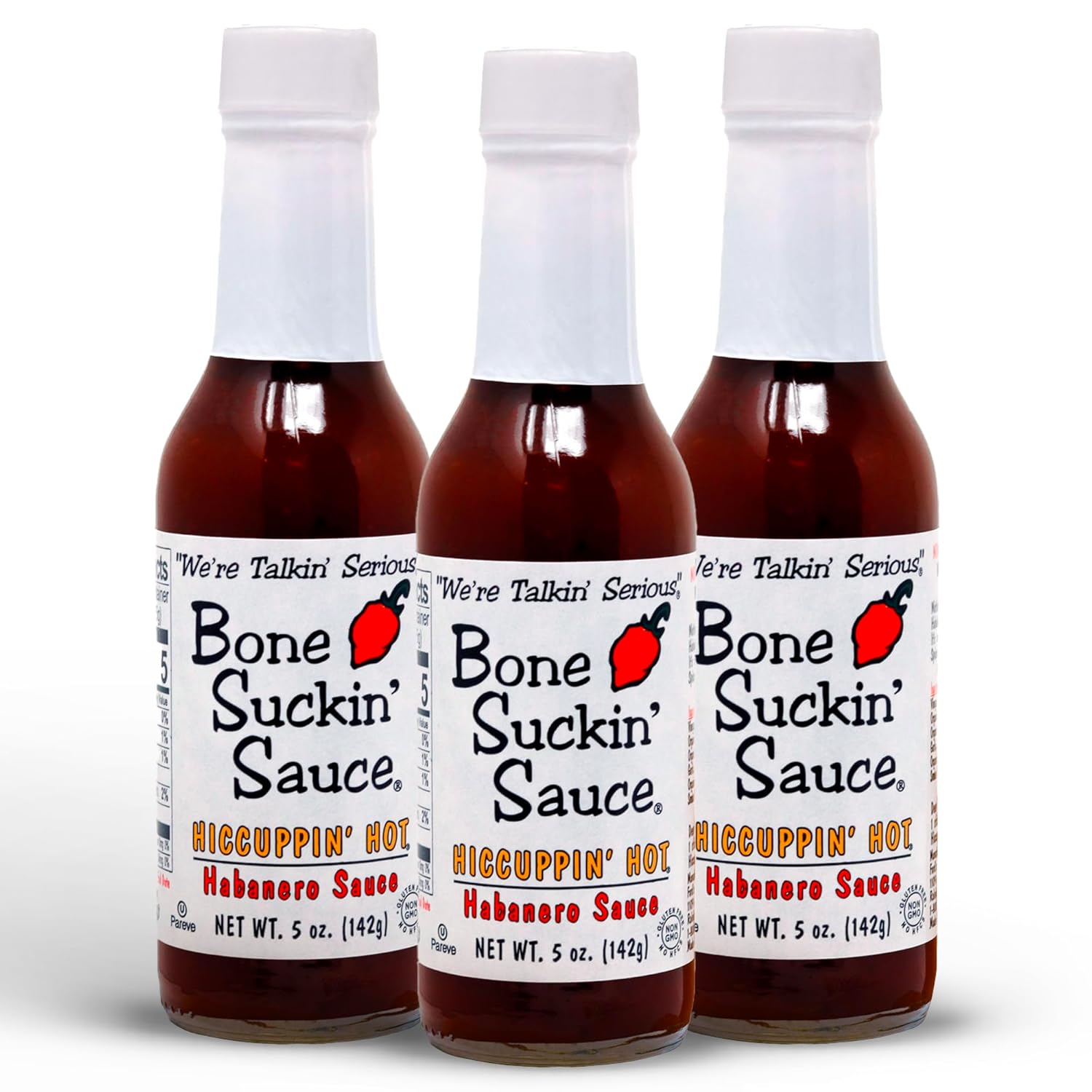 Bone Suckin' Habanero Sauce, Great For Ribs, Chicken, Pork, Beef - Gluten Free, Sweetened With Honey & Molasses (3 Count)