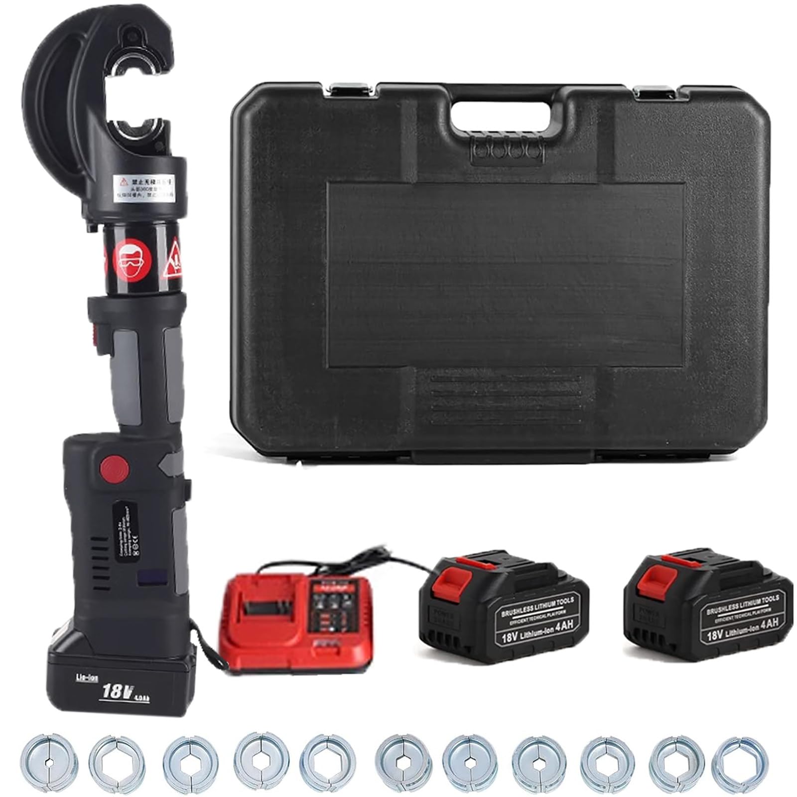 BOOZXCV Electric Hydraulic Cable Lug Crimper Pliers Rechargeable Hydraulic Crimping Tool Kits - 120KN Electrical Terminal Cable Lug Wire Crimping Crimper (Continuous)