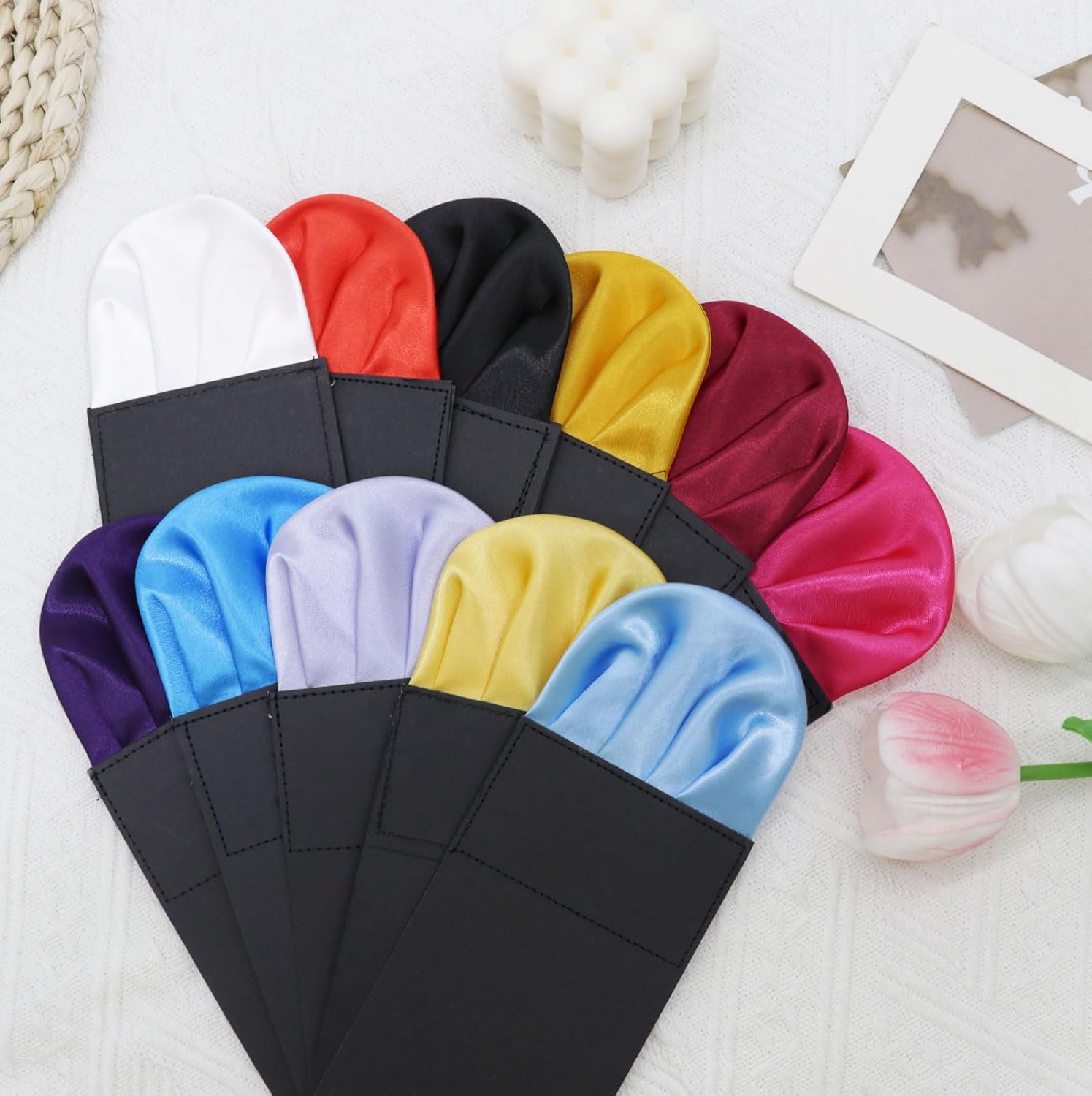Pocket Squares for Men Prefolded, 1 Pcs/6 Pcs Handkerchiefs Mens Pocket Square for Suit Jacket Formal Business