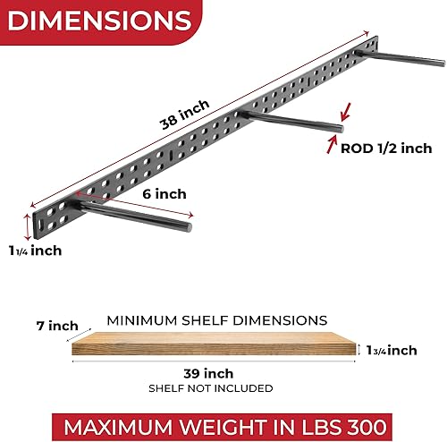 Miniatura 21 de Soporte de estante flotante resistente de 4 x 22 pulgadas - Soporte de estantes de pared largos, accesorios de estante flotante ocultos, soportes