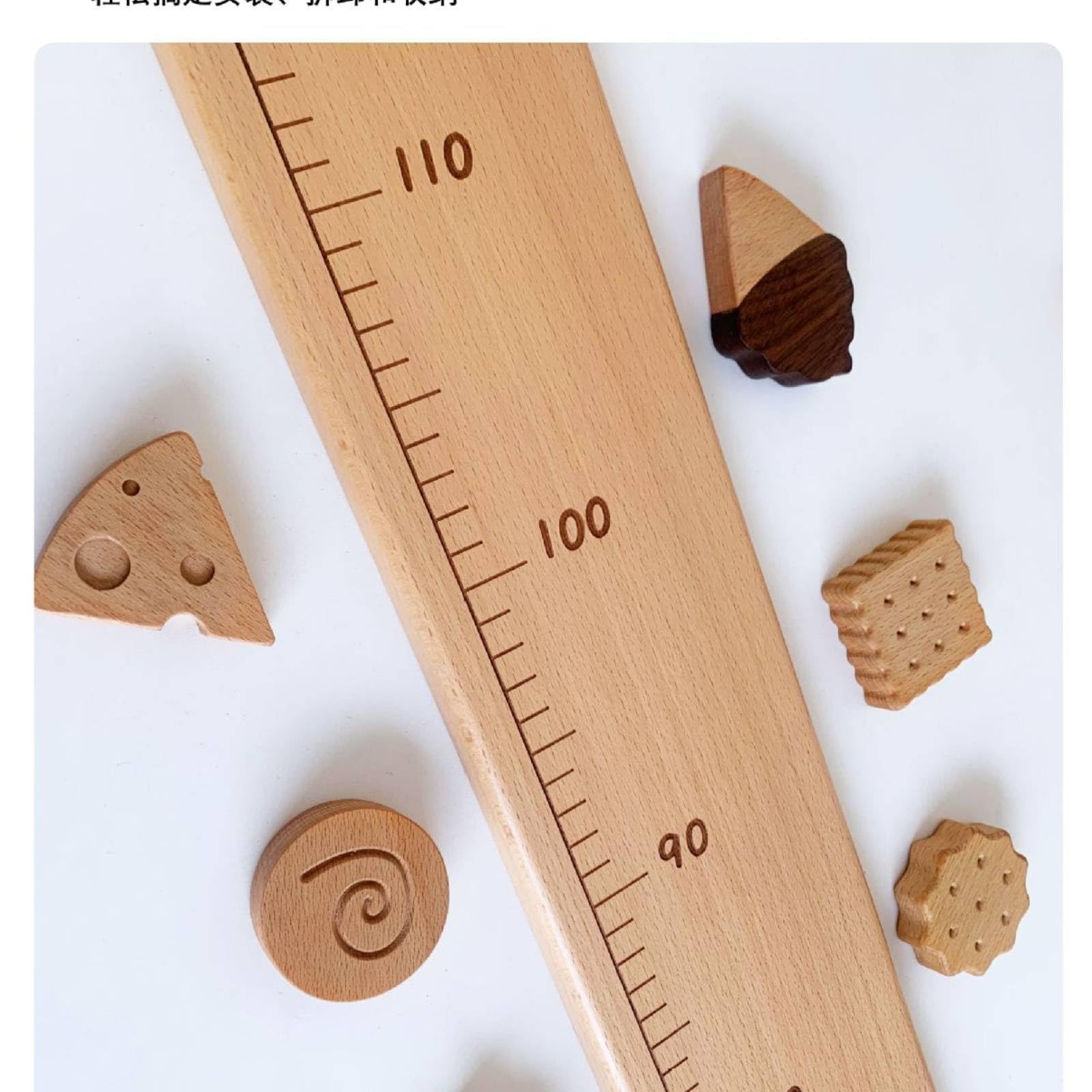 Righello Misura Altezza Bambini in Legno, Stile Moderno E Minimalista, Versione In Due Sezioni Da 180 Cm Con Lievi Imperfezioni Naturali, Legno Di Faggio