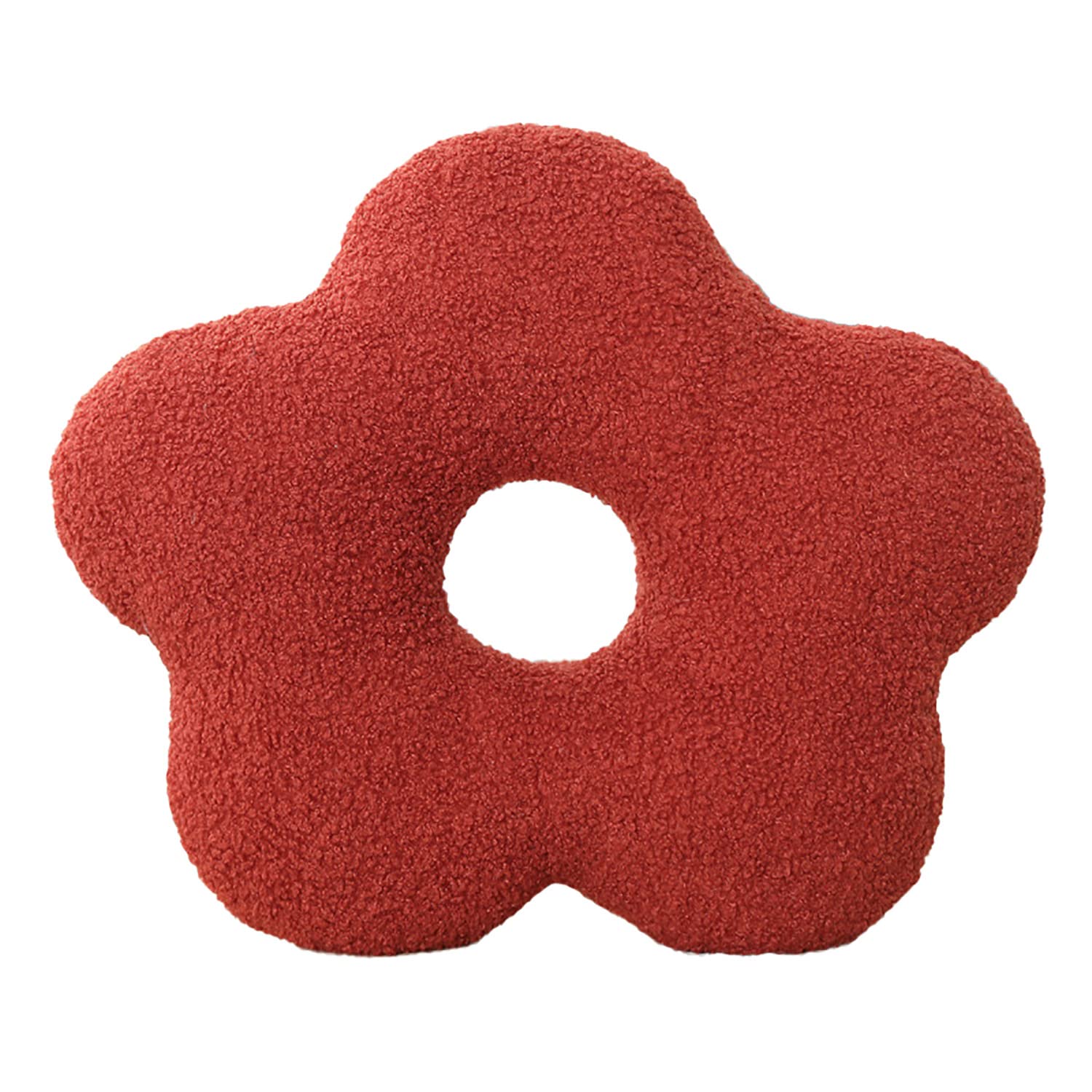 Nordic Style. Flower-Shaped and Ball Throw Pillows. Sofa Cushions. Plush Throw Pillow. (Reddish-Brown Flower, Flower 45cm (17.71inch))