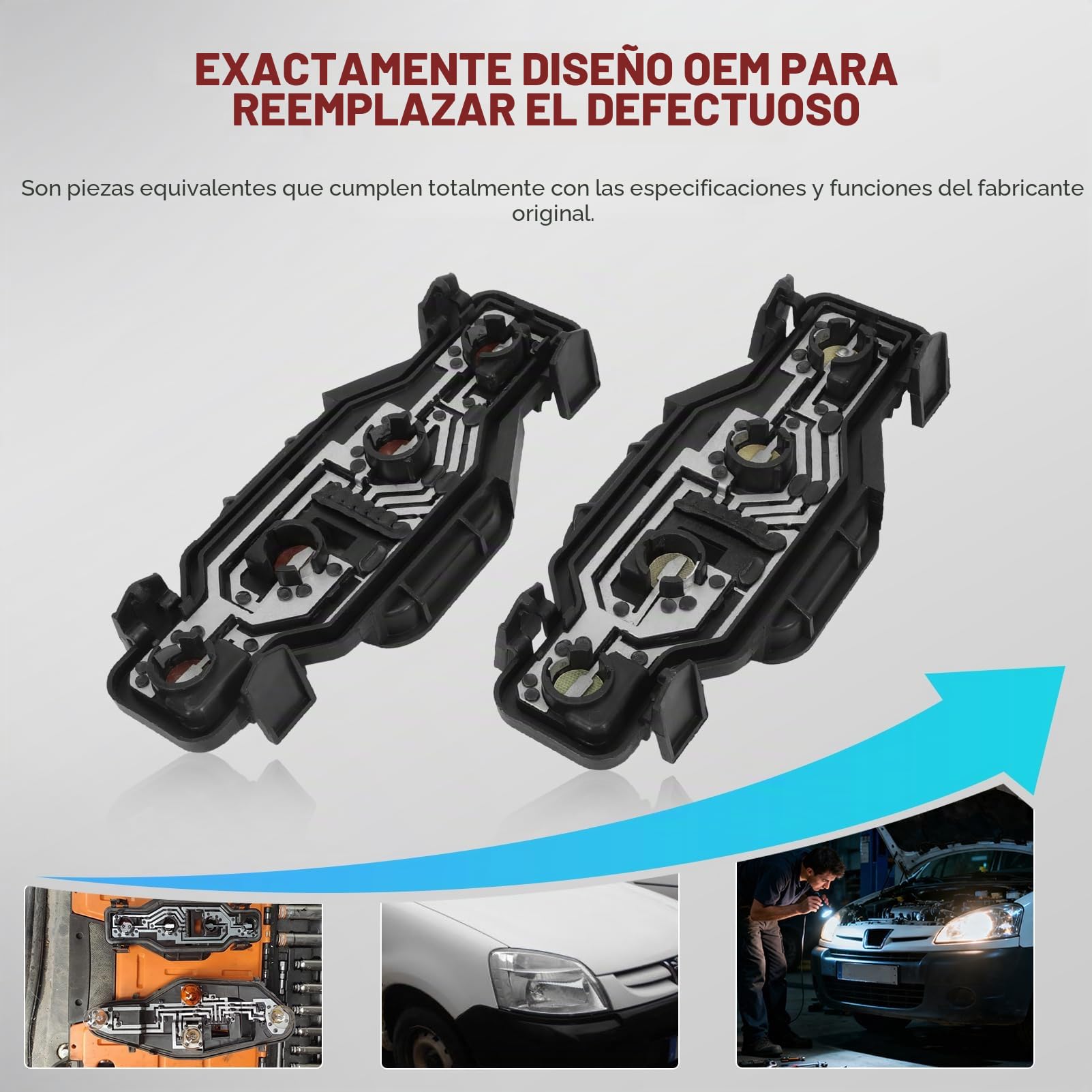 KASturbo 2 soportes para bombilla de luz trasera para Partner 1996-2015, Berlingo 1996-2011, sustituye a 634679 6346.79