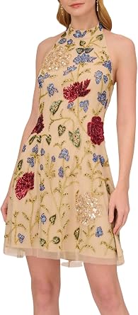 Adrianna Papell Beaded Halter Dress Dress