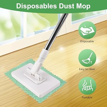 Automatic Cloth Changing Mini Mop with 10Cloths, Snap Grip