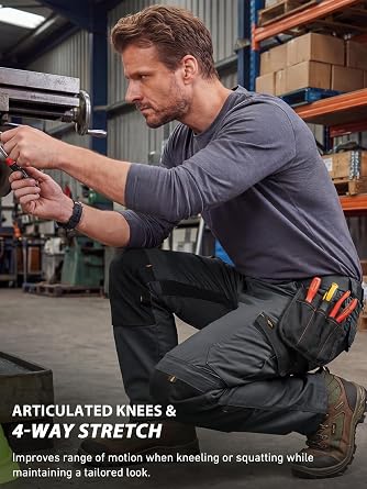 mosingle Men's Work Trousers Stretch Cargo Workwear