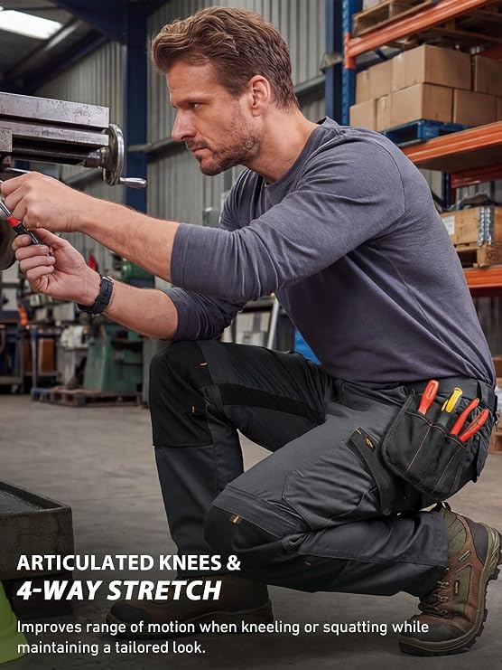 mosingle Men's Work Trousers Stretch Cargo Workwear