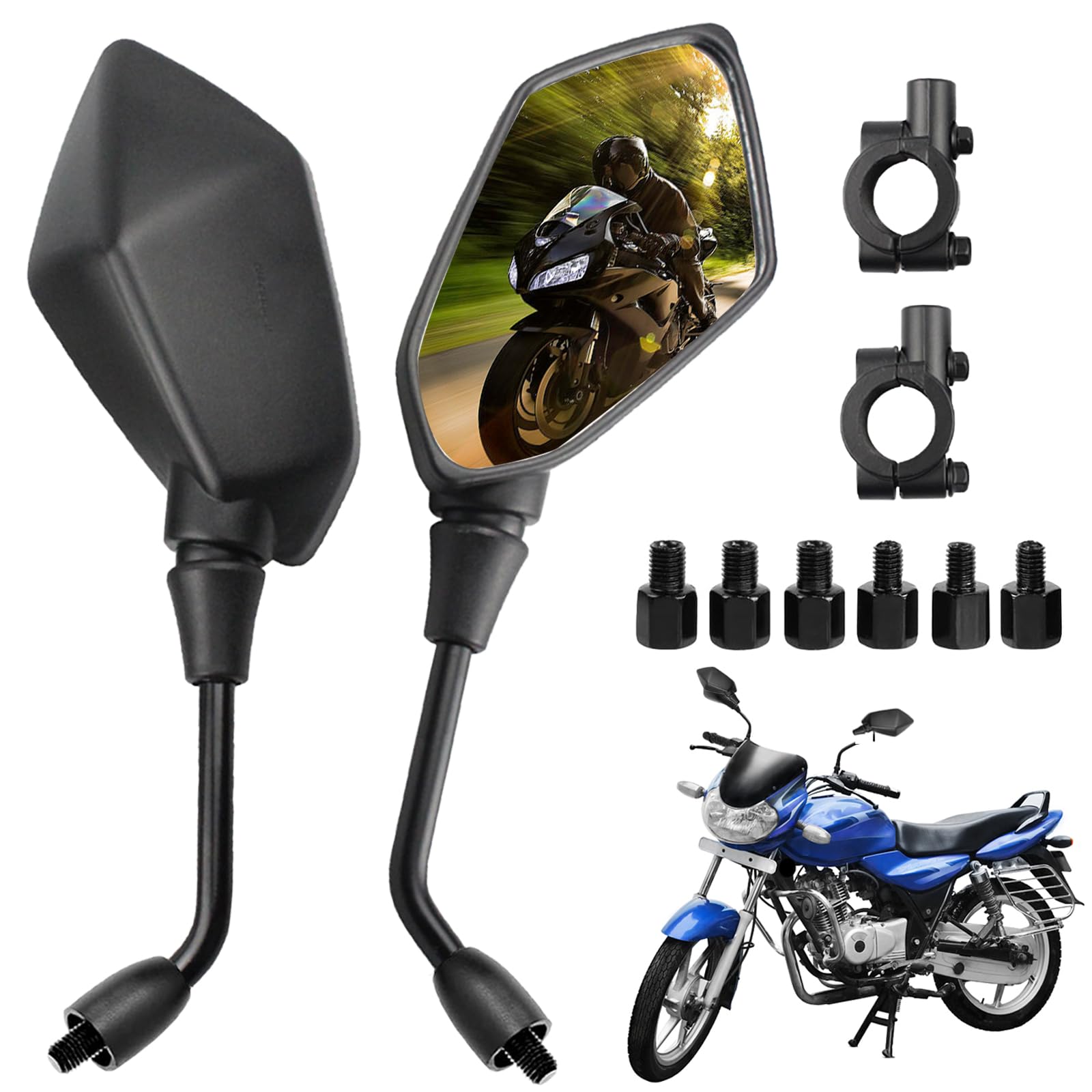 Lenkerendenspiegel CNC 7/8 Schwarz E Geprüft Aluminium Motorrad Lenkerendenspiegel – CNC, 7/8 Zoll, Schwarz, E-geprüft Motorrad Spiegel Rund Schwarz