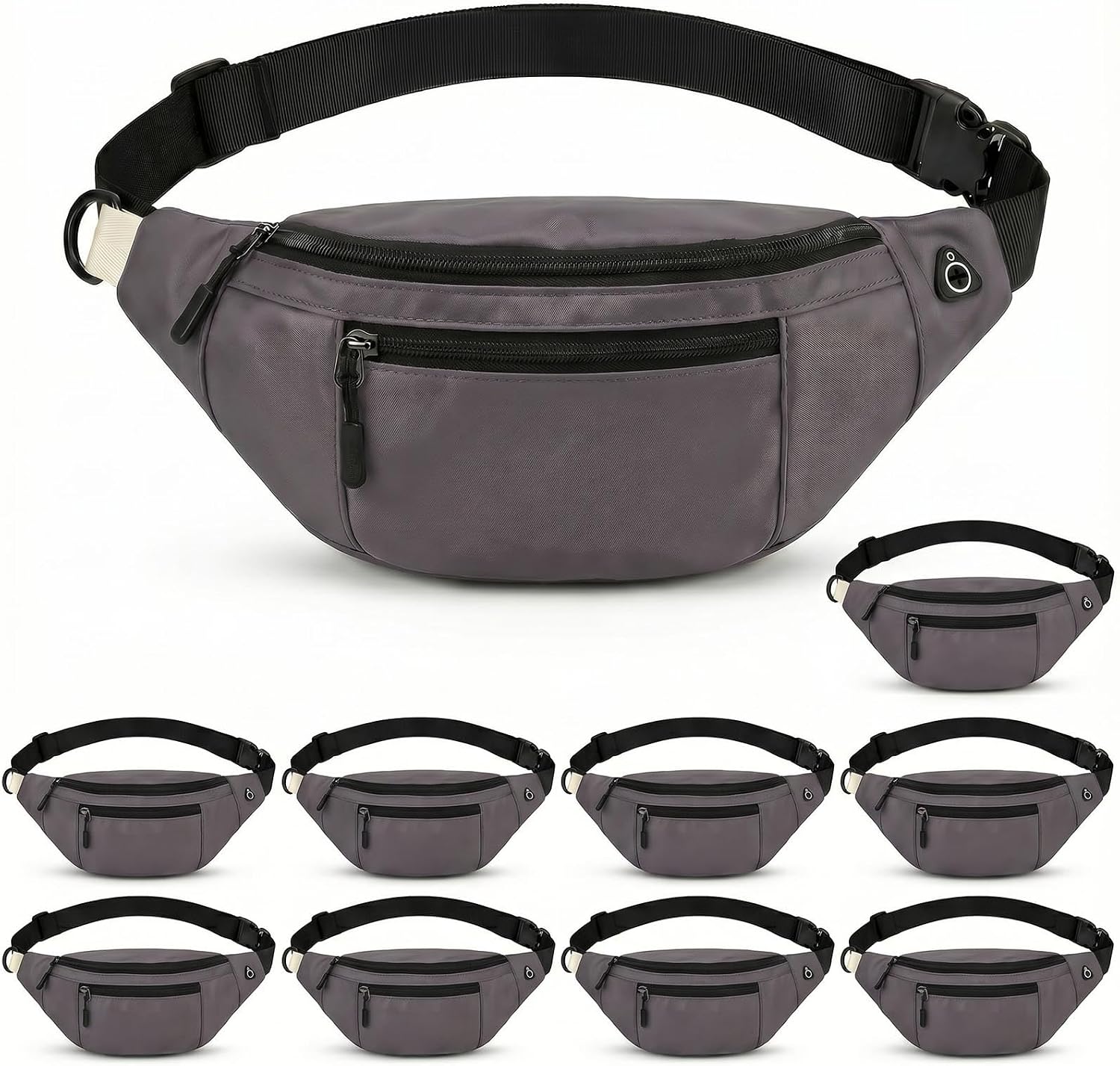 10 Pack Bulk Crossbody Fanny Packs, Off-White Plain Waist Bags for DIY HTV Vinyl, Large Capacity Oxford Sling Bag with Adjustable Strap, Waterproof Hip Belt Bag for Team Gifts & Travel