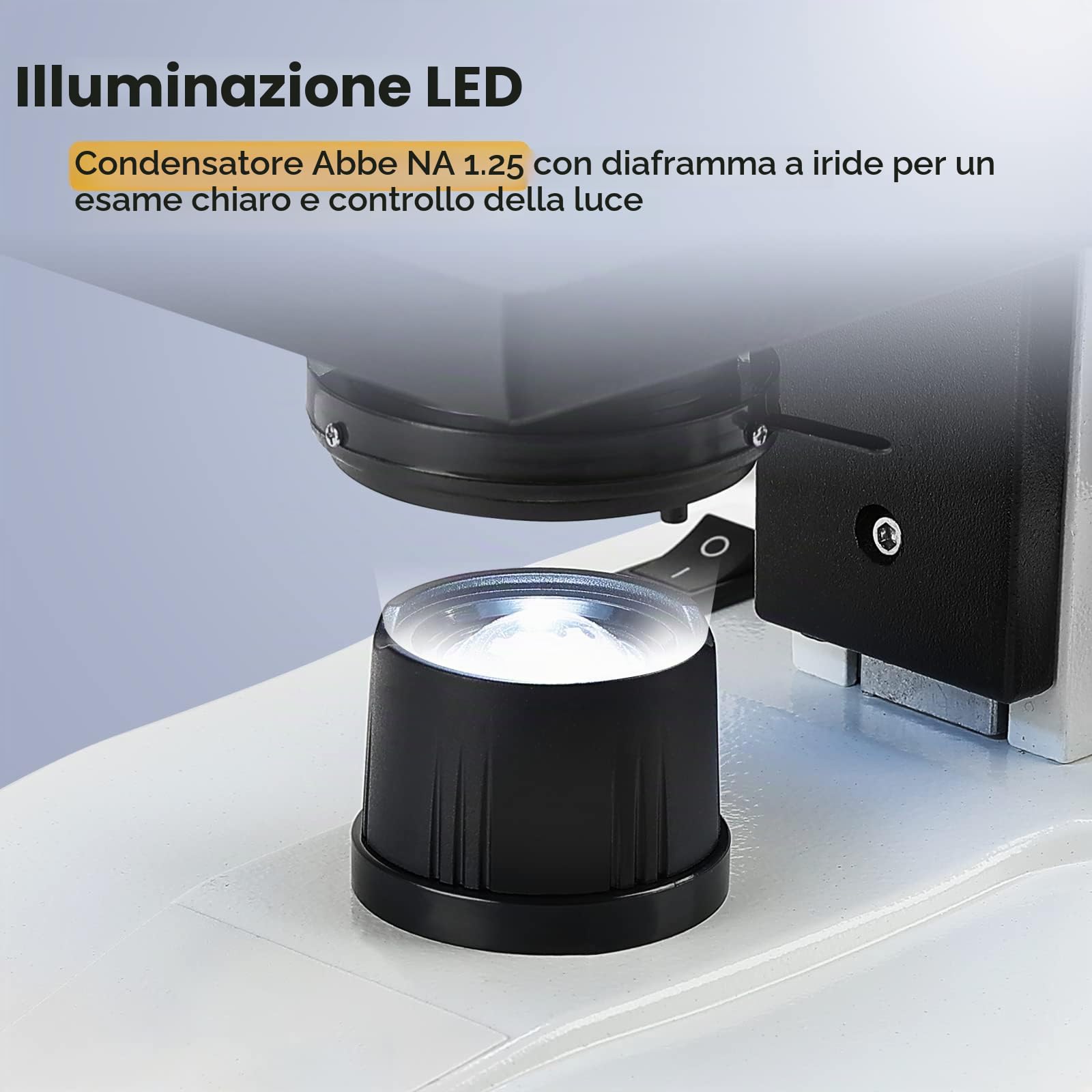 [Versione con sangue] Microscopio Vabiooth Dual-View 40X-2500X, LCD 7", E-oculare 5MP, palco regolabile, custodia alluminio per osservare sangue vivo.