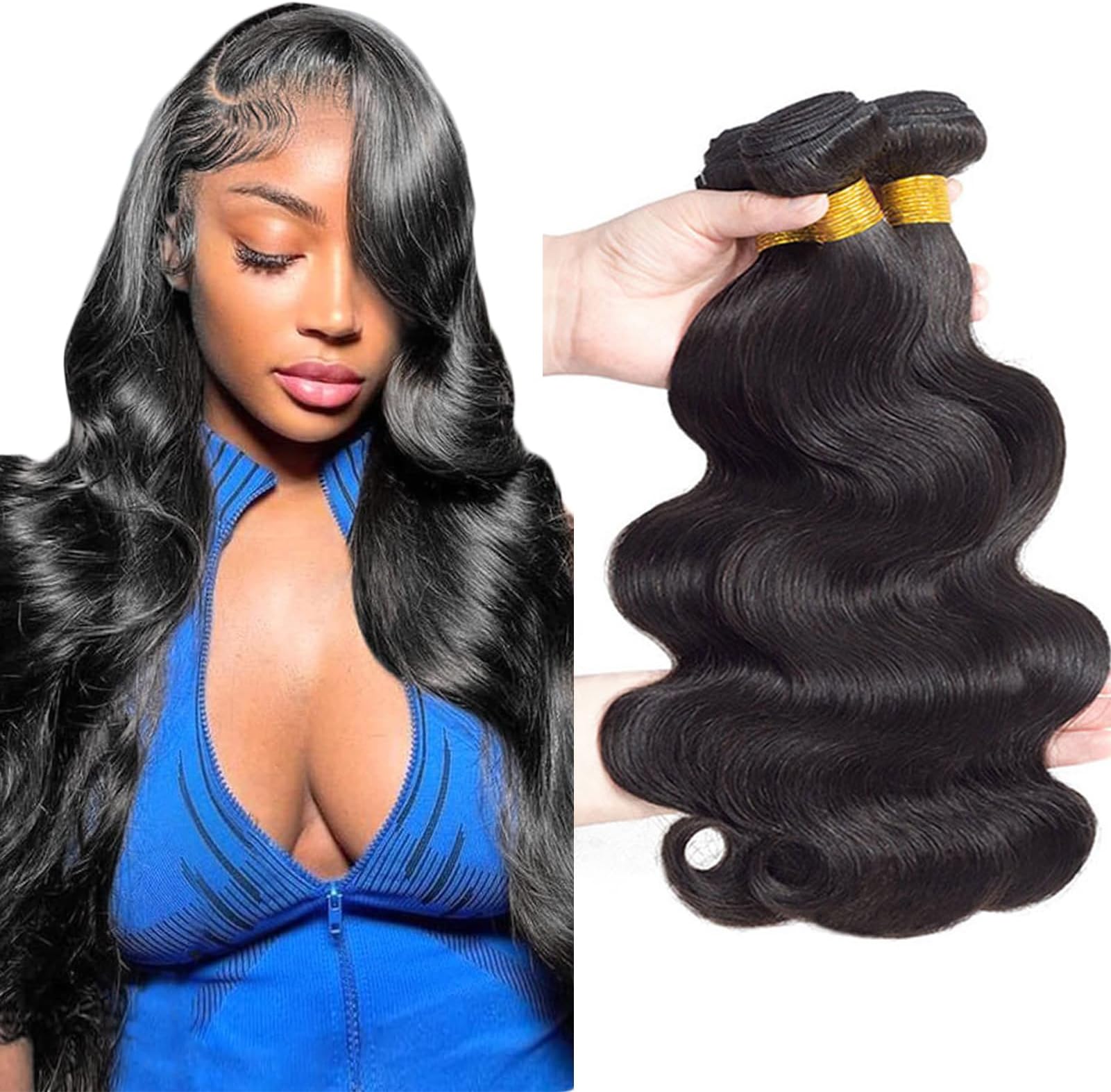 16A Brazilian Virgin Hair Body Wave 3 Bundles 10" 12" 14" 300g Brazilian Remy Virgin Body Wave Human Hair Bundles 100% Unprocessed Virgin Brazilian Remy Hair Bundles Natural Color