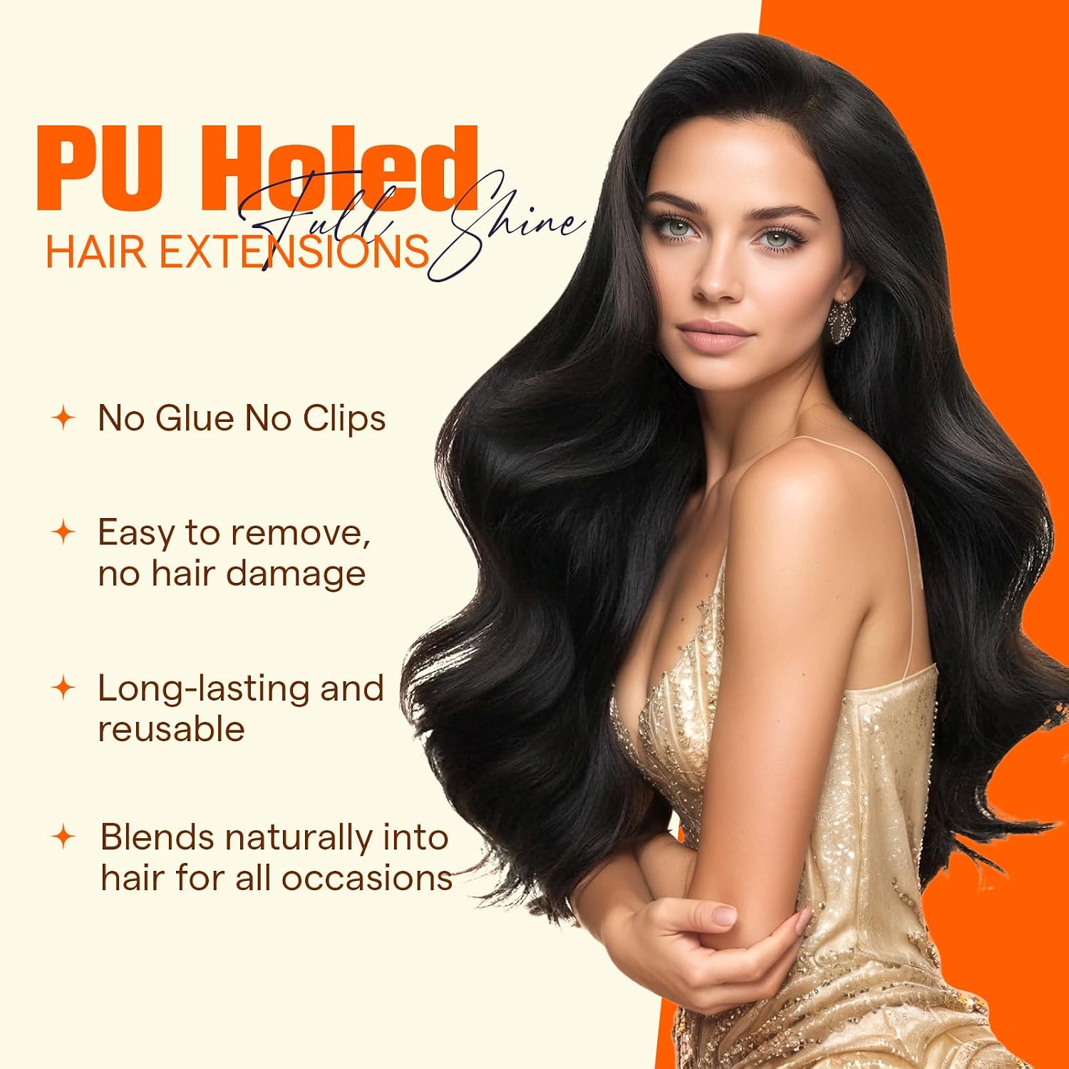 Full Shine Soft Remy PU Hair Extension Ash Blonde Highlight Blonde 18P613 Invisible Tape in Hair Extensions Human Hair Versatile As Tape in 18Inch 20PCS 50G for Women Wedding