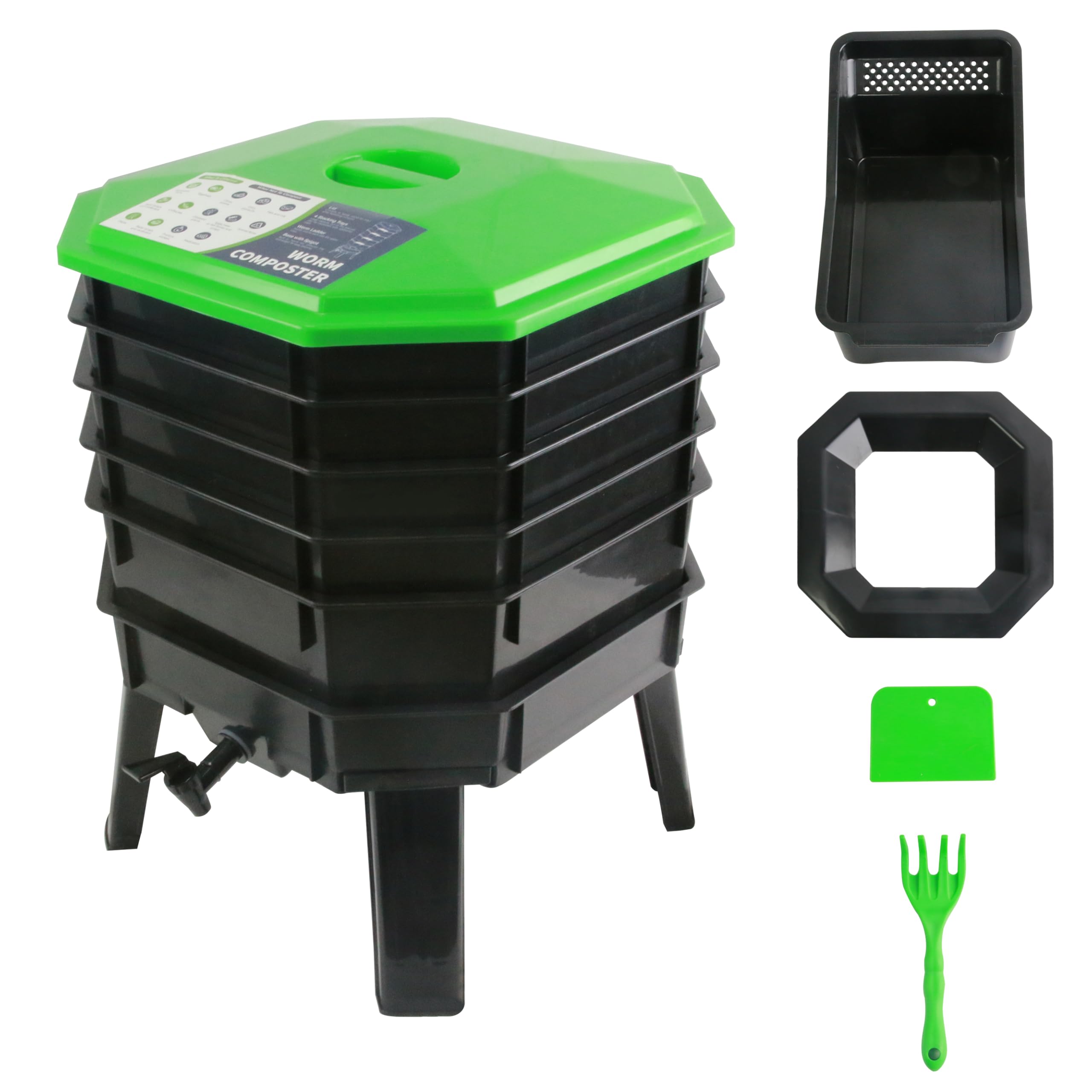 Goldshire 5-Layer Tray Worm Composter, Sustainable for Both Indoor & Outdoor, Worm Compost Bin for Vermicomposting Starter, Recycling Food Wastes