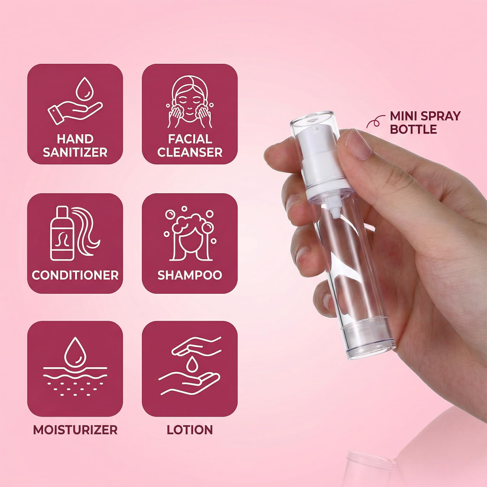 Airless, 12 sztuk dozowników z pompką, 5/10/15 ml, małe butelki na krem, do wielokrotnego napełniania, do podróży, balsamów, szamponów, kosmetyków
