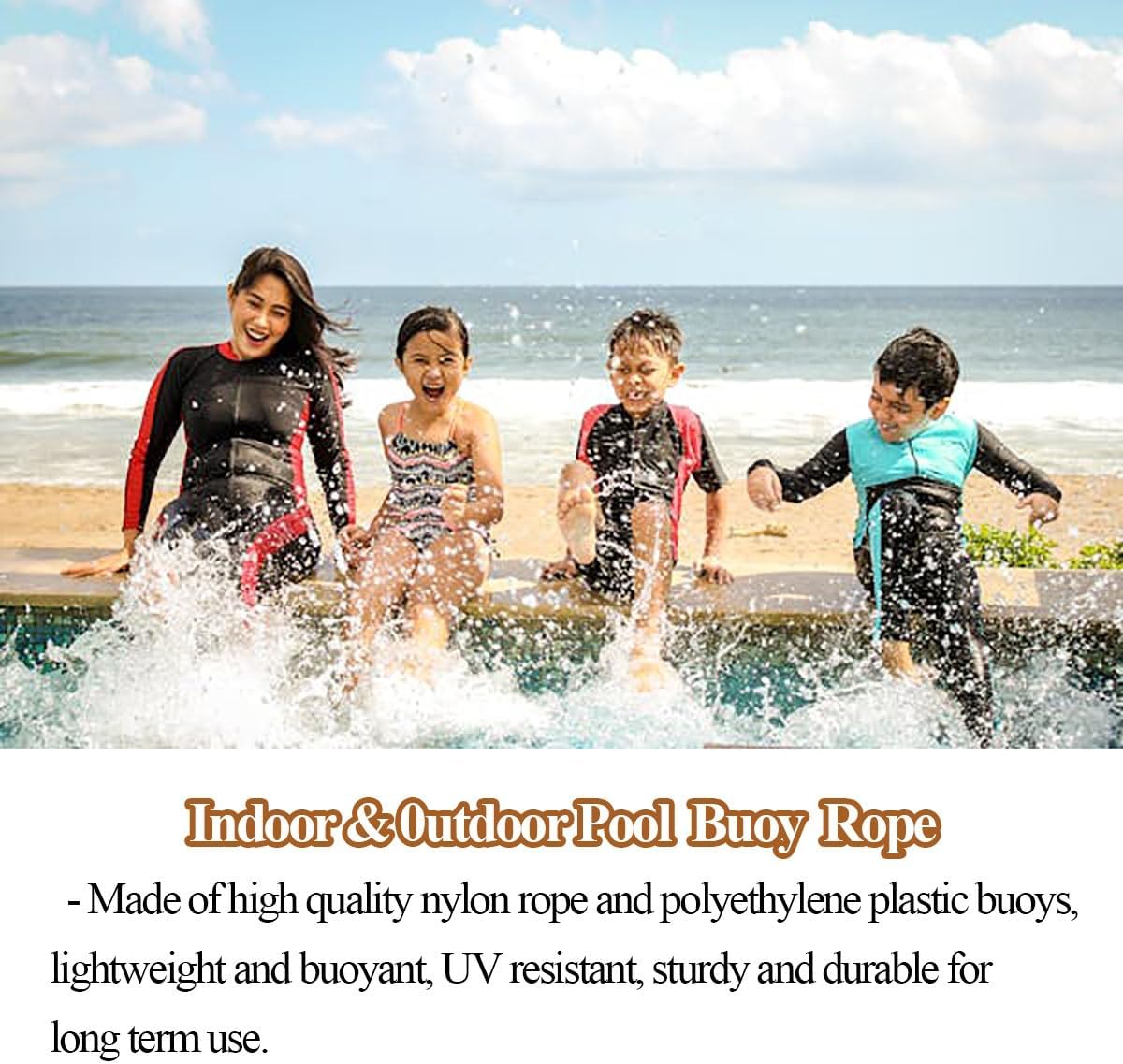 72ft Pool Safety Rope with Floats - Durable Lane Markers for Swimming Pools, Stainless Steel Hooks & Nylon Rope for Shallow/Deep End Division, Ideal for Swim Training