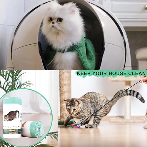 Miniatura 6 de Paquete de 100 forros de repuesto para cajones de basura compatibles con caja de arena robot 4 y 3, bolsas gruesas y resistentes de auto-limpieza