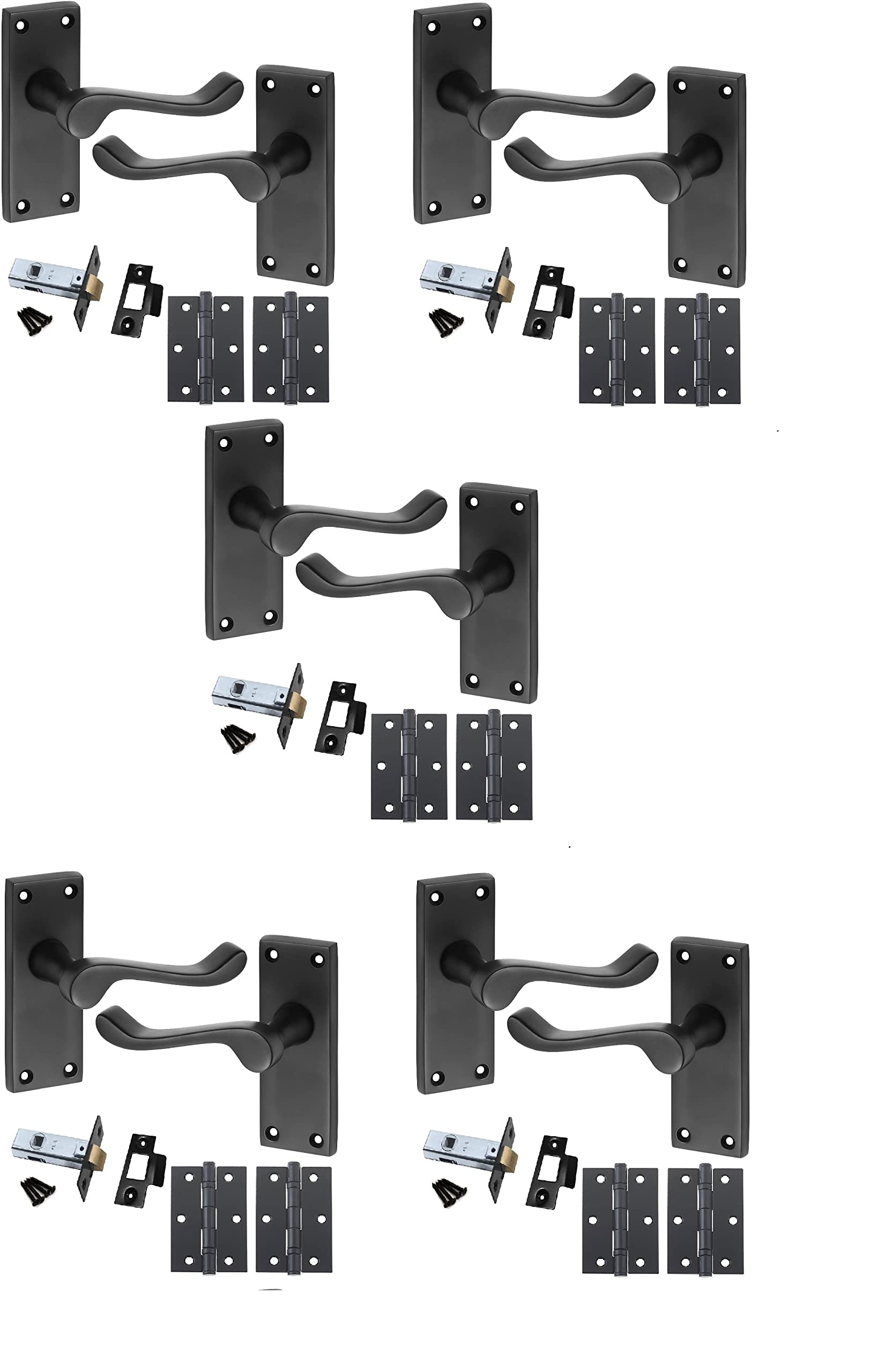 Golden Grace Victorian Scroll Door Handles 120 x 40mm Black Pack of 5